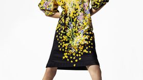 hessnatur Damen WUNDERKIND X HESSNATUR Kleid Oversize mit Kimono-Print aus Bio-Baumwolle - gelb - Größe M