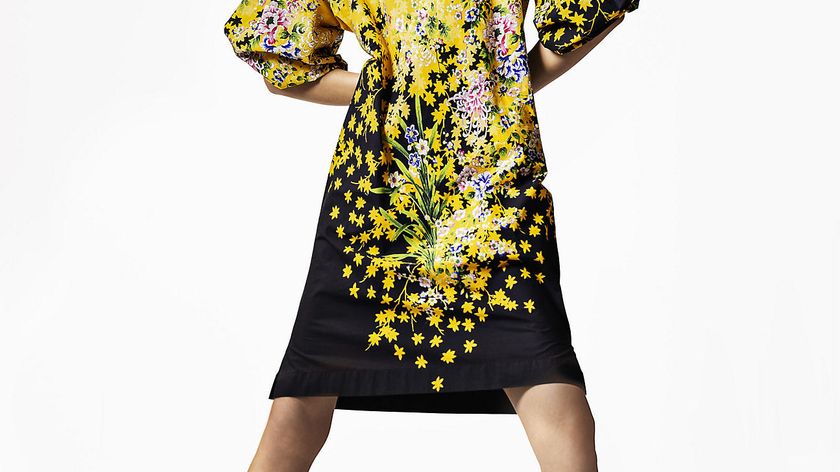 hessnatur Damen WUNDERKIND X HESSNATUR Oversize-Kleid mit Kimono-Print aus Bio-Baumwolle - gelb - Größe M