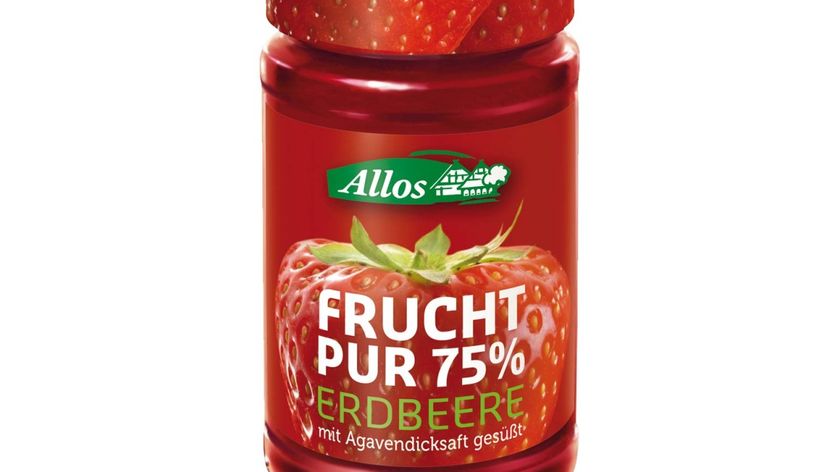 Allos Frucht Pur Erdbeer Fruchtaufstrich mit 75% Fruchtgehalt