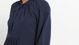 hessnatur Damen Crêpe-Kleid aus Bio-Baumwolle - blau - Größe 40