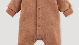 hessnatur Baby Wollwalk-Overall mit Jerseyfutter aus Bio-Merinowolle - braun - Größe 62/68