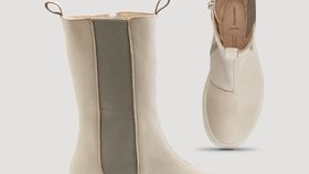 hessnatur Damen Hohe Chelsea Boots - beige - Größe 38