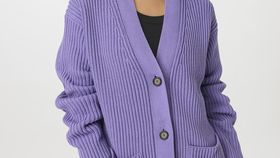 hessnatur Damen Cardigan Oversize aus Bio-Baumwolle - lila - Größe S