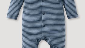 hessnatur Baby Schlafoverall aus Bio-Merino-Wolle und Seide - blau - Größe 50/56