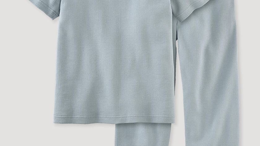 hessnatur Kinder  Pyjama aus Bio-Baumwolle mit Leinen - blau - Größe 110/116