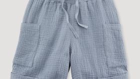 hessnatur Kinder Musselin Shorts aus Bio-Baumwolle - blau - Größe 158/164