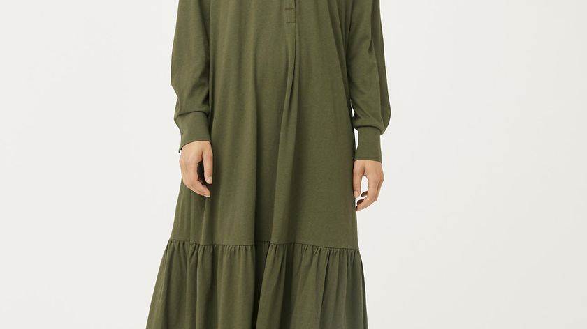 hessnatur Damen Midikleid aus Bio-Baumwolle mit Bio-Schurwolle - grün - Größe 42