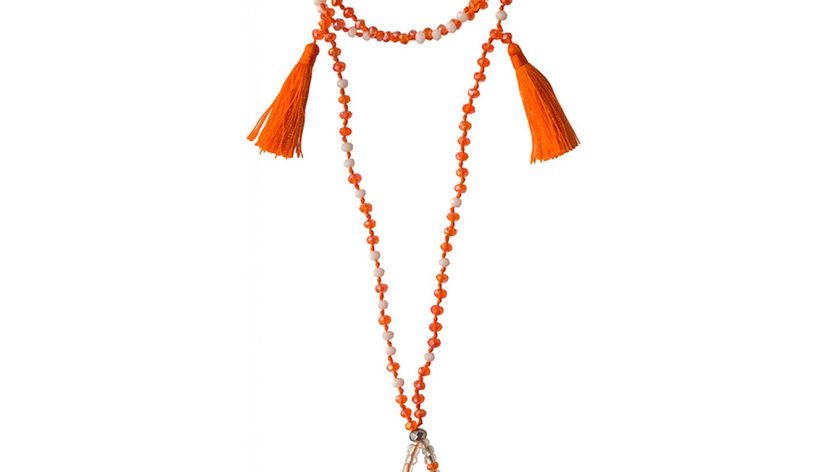 Chakra Mala "Swadistanam Chakra" Glasperlen,Metall(Nickelfrei) orange/ weiß 48cm