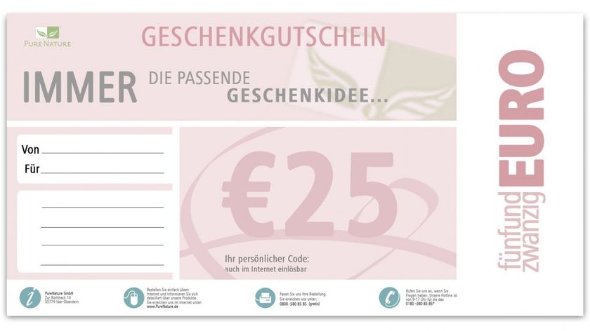 Geschenkgutschein Wert: 25,00 Euro