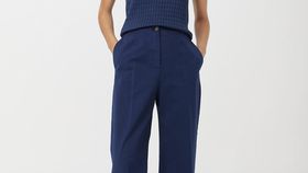 hessnatur Damen Hose Wide Leg aus Bio-Baumwolle mit Hanf - blau - Größe 44