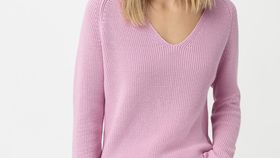 hessnatur Damen V-Pullover aus Bio-Baumwolle - rosa - Größe 46