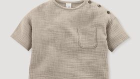 hessnatur Baby Musselin-Shirt aus Bio-Baumwolle - beige - Größe 98/104