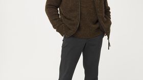 hessnatur Herren Strick-Blouson aus Lambswool mit Mohair und Seide - braun - Größe 54