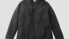 hessnatur Kinder Wollfleece-Jacke aus Bio-Merinowolle - grau - Größe 110/116