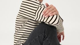 hessnatur Damen Heavy Slub Streifen-Shirt Oversize aus Bio-Baumwolle - schwarz - Größe 40