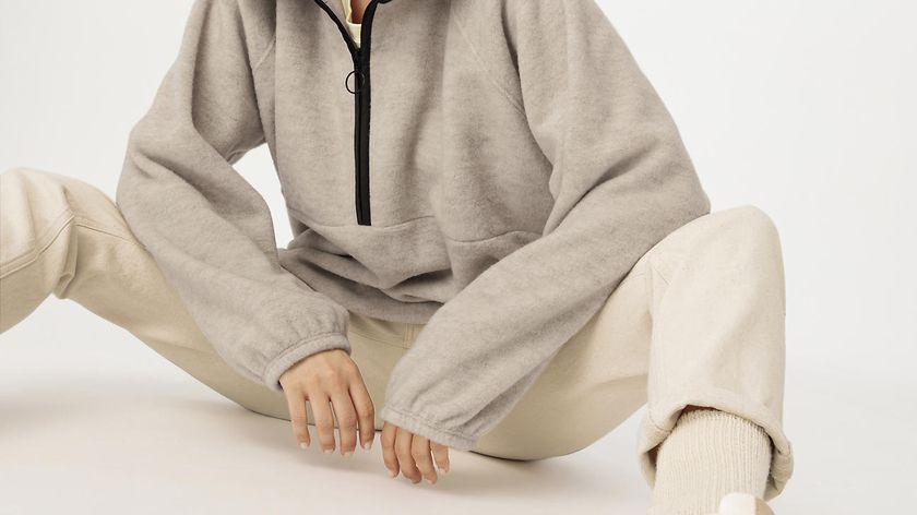 hessnatur Damen Fleece-Troyer Oversize aus Bio-Merinowolle mit Bio-Baumwolle - beige - Größe XS