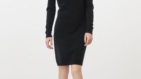 hessnatur Damen Strickkleid aus Bio-Merinowolle mit Kaschmir - schwarz - Größe 36