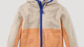 hessnatur Kinder Wollfleece Jacke Regular aus Bio-Merinowolle mit Bio-Baumwolle - beige - Größe 146/152