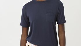 hessnatur Damen Halbarm Schlafshirt aus Tencel™Modal - blau - Größe 36