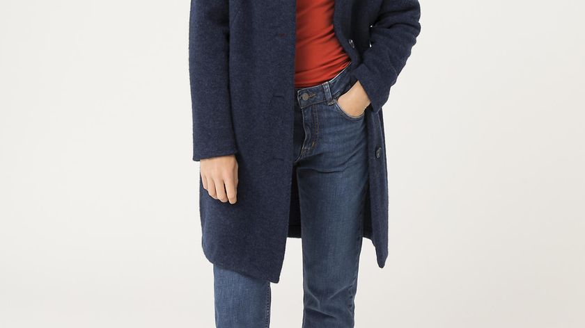 hessnatur Damen Wollfleece-Mantel aus Bio-Merinowolle - blau - Größe 46