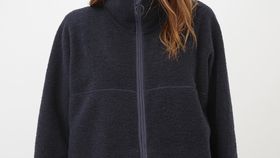 hessnatur Damen Wollfleece Jacke aus Bio-Merinowolle - blau - Größe M