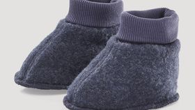 hessnatur Baby Wollfleece Schuhe aus Bio-Merinowolle - blau - Größe 74/80