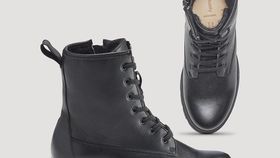 hessnatur Damen Schnürstiefelette - schwarz - Größe 42