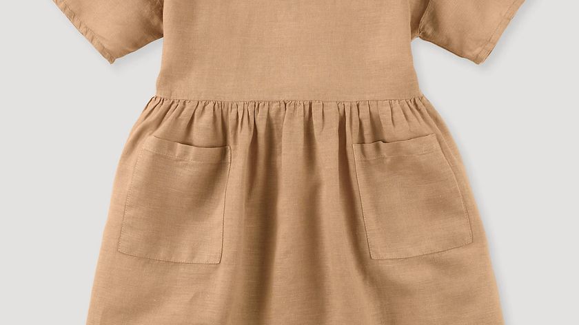 hessnatur Kinder Kleid aus Leinen mit Bio-Baumwolle - orange - Größe 134/140