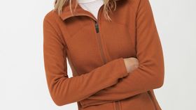 hessnatur Damen-Outdoor Softfleece-Jacke aus Bio-Baumwolle - rot - Größe 48