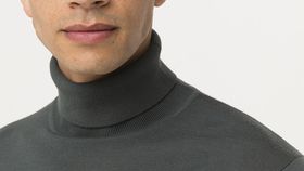 hessnatur Herren Rollkragen-Pullover aus Bio-Merinowolle - grün - Größe 54