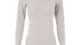 Merino Langarmshirt für Damen mit V Ausschnitt