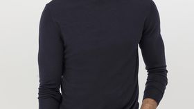 hessnatur Herren Rollkragen-Pullover aus Bio-Merinowolle - blau - Größe 48