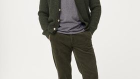 hessnatur Herren Tweed Cardigan aus Bio-Merinowolle - grün - Größe 48