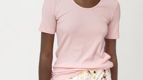 hessnatur Damen Halbarm Ripp-Schlafshirt aus Bio-Baumwolle - rosa - Größe 36