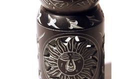 Aromalampe "Zylinder mit Sonne" Black Stone 6x10cm