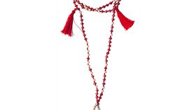 Chakra Mala "Muladhara Chakra" Glasperlen, Metall (Nickelfrei) rot/ weiß 48cm