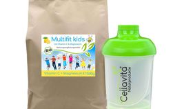 Multifit kids Vitamin C & Magnesium 500g Pulver | Bio Getränkepulver zum Anrühren inkl Shaker