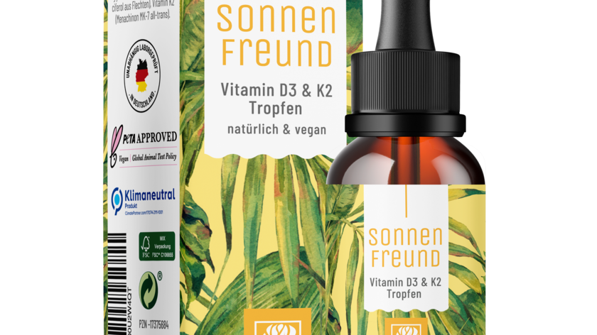 Vitamin D3 & K2 Tropfen hochdosiert - Sonnenfreund - 1 Flasche Sonnenfreund (die meisten Kunden kaufen 3 Flaschen)