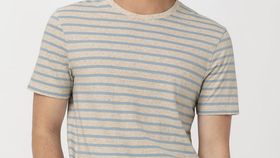 hessnatur Herren Ringel-Shirt aus Bio-Baumwolle mit Hanf - blau - Größe 48