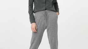 hessnatur Damen Strickhose aus Bio-Schurwolle mit Kaschmir - grau - Größe 44