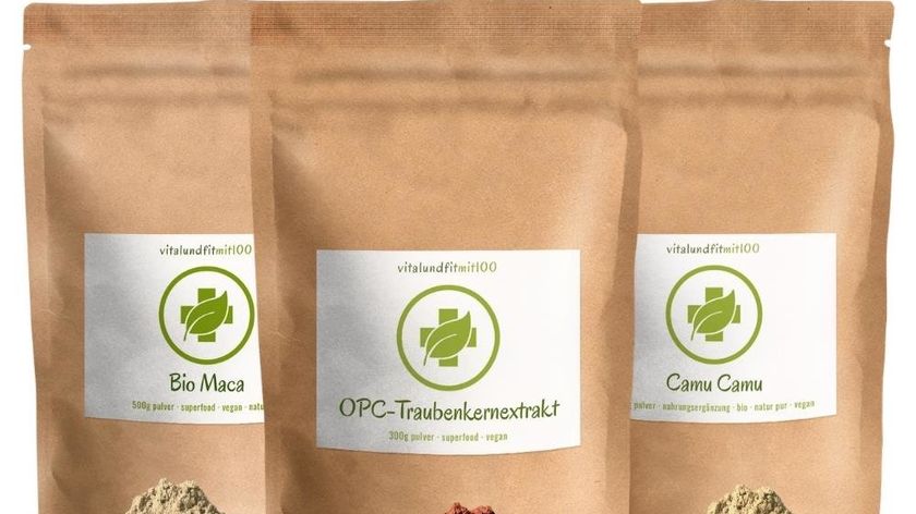 Traubenkernextrakt OPC Pulver 300 g + Bio Camu Camu Pulver 100 g + Bio Maca Pulver 500 g