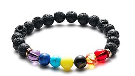 Armband Lavasteine, Chakra Edelsteine 6cm flexibel