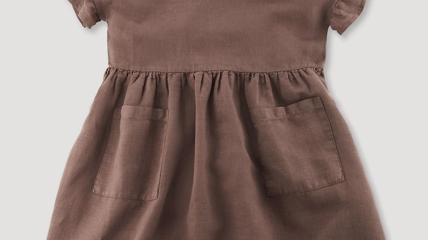 hessnatur Kinder Kleid aus Leinen mit Bio-Baumwolle - braun - Größe 158/164