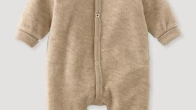 hessnatur Baby Wollfrottee Overall aus Bio-Merinowolle - beige - Größe 98/104