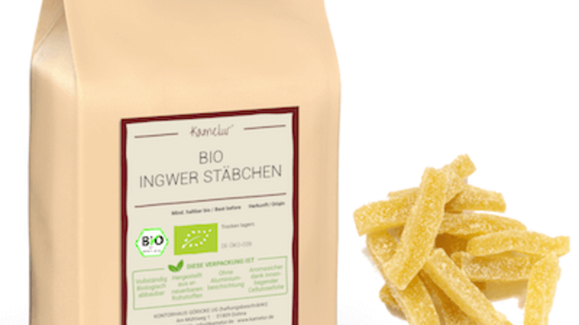 Bio Ingwer Stäbchen mild, kandiert