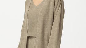 hessnatur Damen Strickjacke aus Bio-Leinen - beige - Größe S