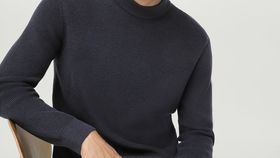 hessnatur Herren Pullover aus Bio-Merino und Bio-Baumwolle - blau - Größe 48