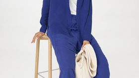 hessnatur Damen Bluse Relaxed aus TENCEL™ Lyocell mit Leinen - blau - Größe 48