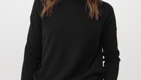 hessnatur Damen Rollkragenpullover aus Bio-Schurwolle mit Kaschmir - schwarz - Größe XS