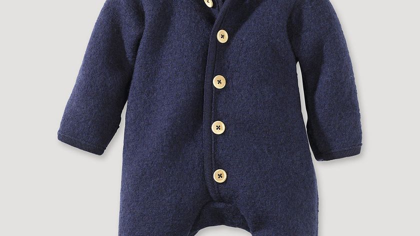 hessnatur Baby Walk-Overall aus Bio-Merinowolle - blau - Größe 62/68